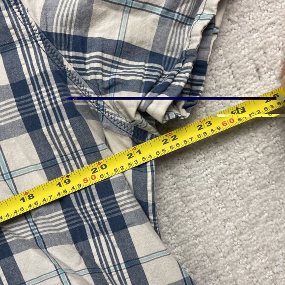 Y2K Guess Shirt Mens XXL Blue Plaid Grunge Button Up Distressed Punk lily flower - Picture 6 of 13